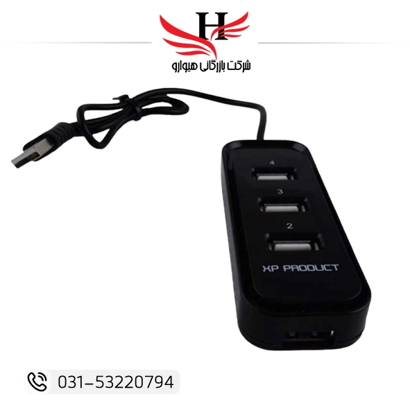 هاب سیم دار ایکس پی 4 پورت مدل XP-808 مناسب افزایش پورت USB لپ تاپ و کامپیوتر